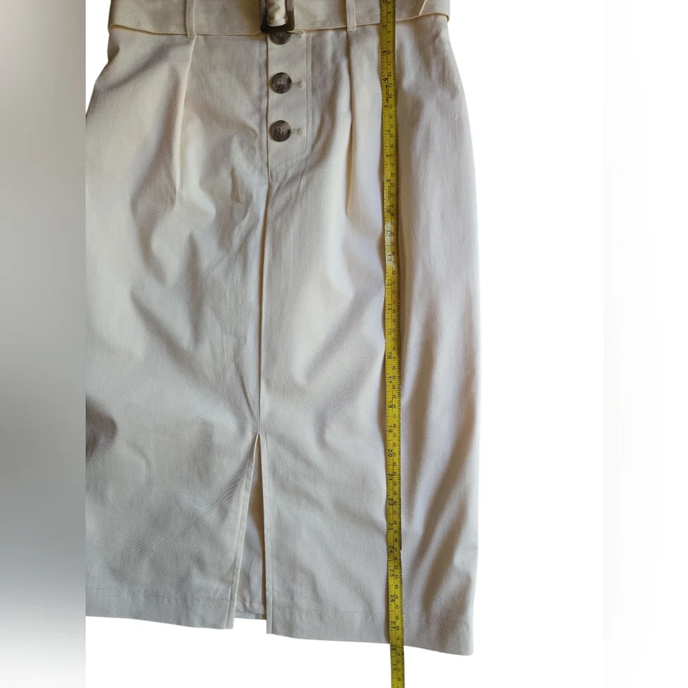 Antonio Melani High-Waist Belted Pencil Midi‎ Skirt Beige ~Small